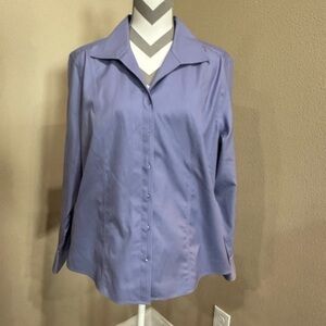 Chicos women’s lilac purple “no-iron” long sleeve button down shirt